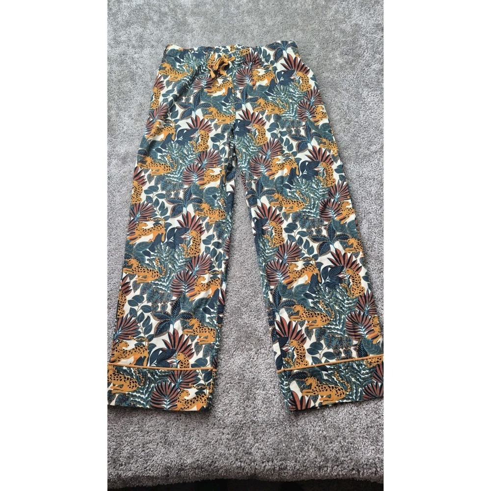 World Market Colorful‎ Jungle Leopard Print Drawstring Wide Leg Lounge Pants